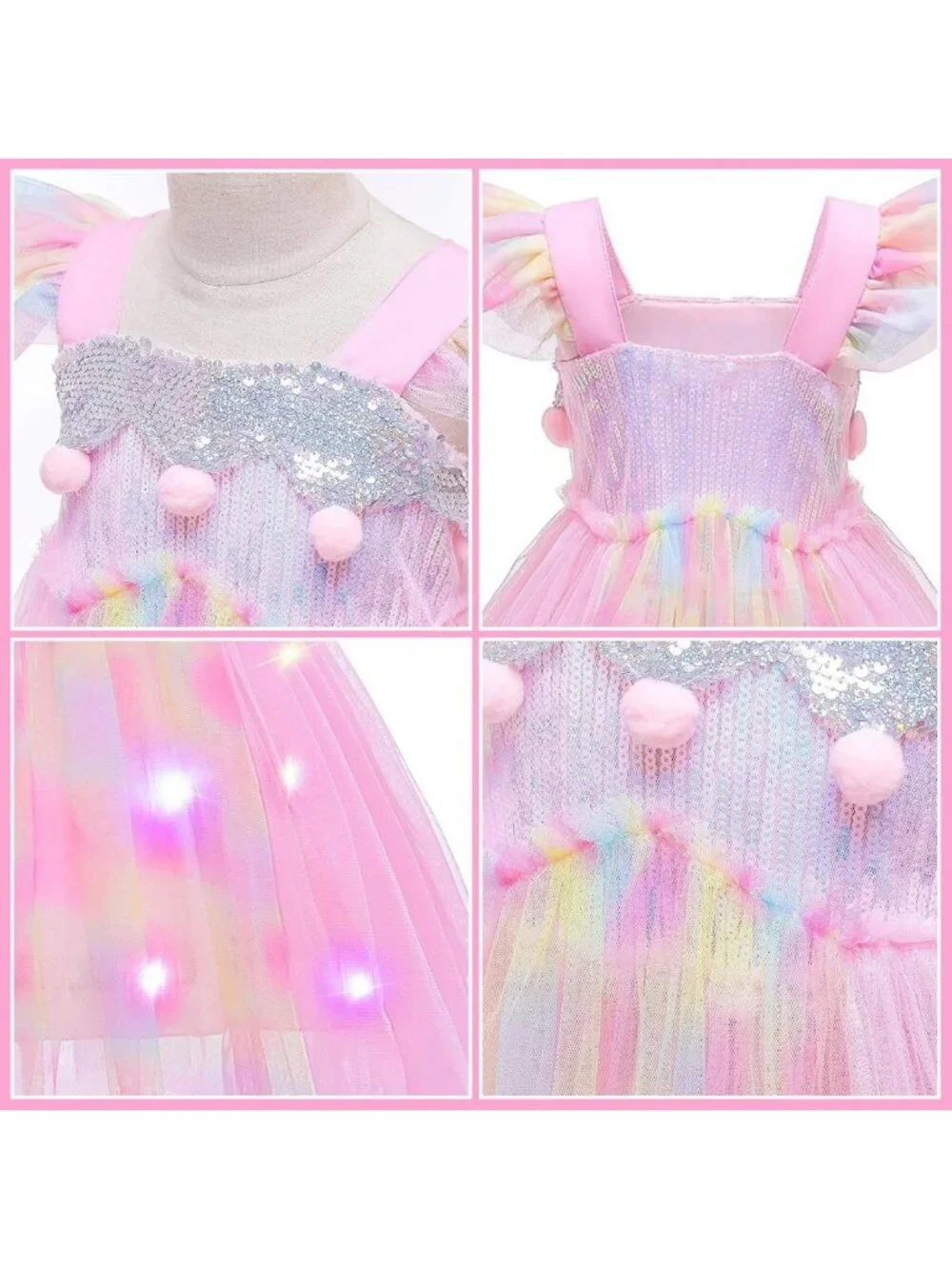 Light Up Unicorn Dress for Girls - Toddler Princess Costume, Halloween